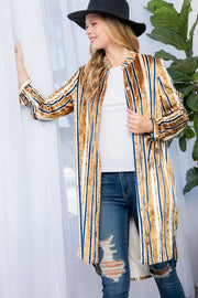 STRIPE VELVET LONG CARDIGAN