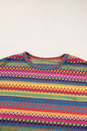 Wavy Pattern Drop Shoulder Knit Top