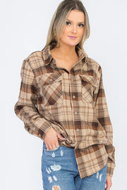 Oversized Checker Plaid Flannel Long Sleeve