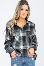 Oversized Checker Plaid Flannel Long Sleeve