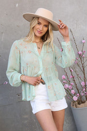 LONG SLEEVE TIERED BUTTON DOWN