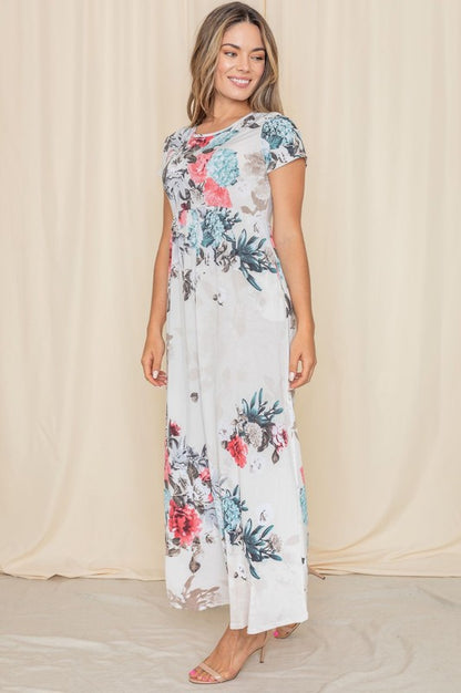 Short Sleeve Floral Maxi Dress