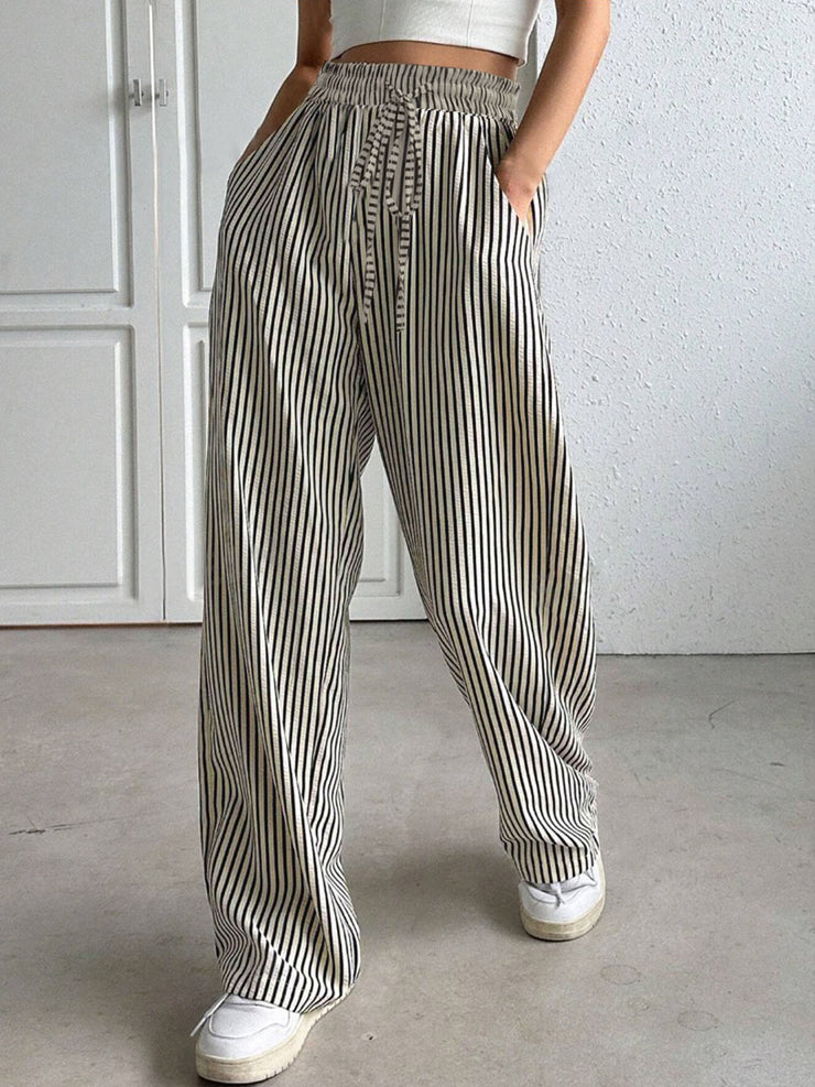 Drawstring Striped  Pants