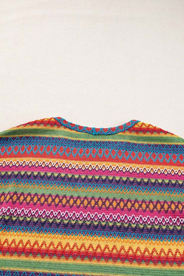 Wavy Pattern Drop Shoulder Knit Top