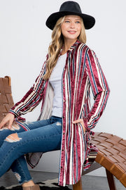 STRIPE VELVET LONG CARDIGAN