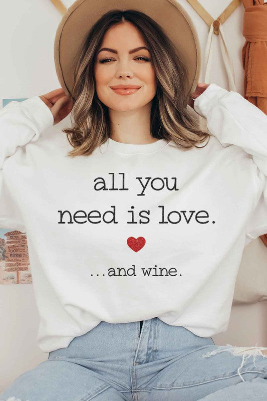 LOVE AND WINE GRAPHIC SWEATSHIRT