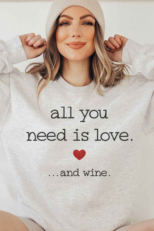 LOVE AND WINE GRAPHIC SWEATSHIRT